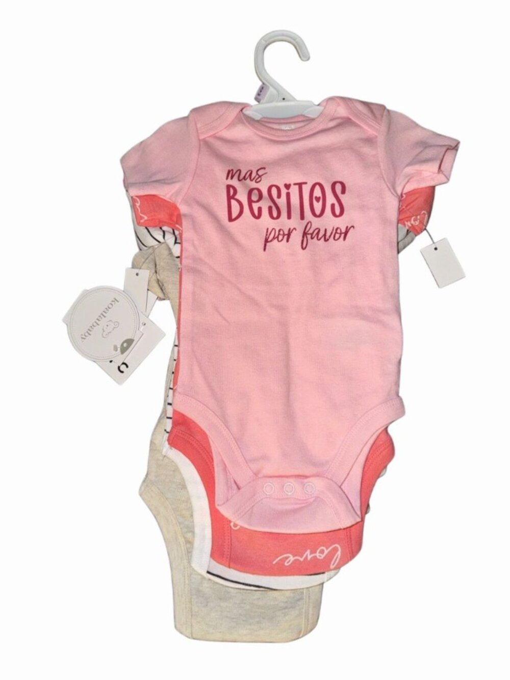 Koala Baby Girls Set of 4 Bodysuits Multi-Pattern Mas Besitos 6-9m